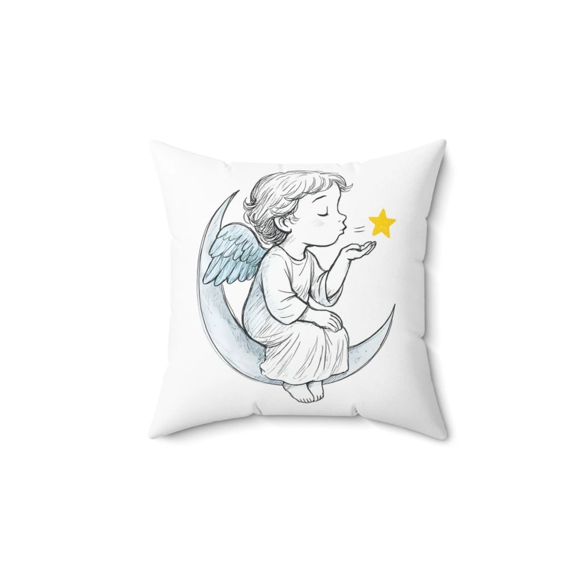 blowing kiss moon angel pillow
